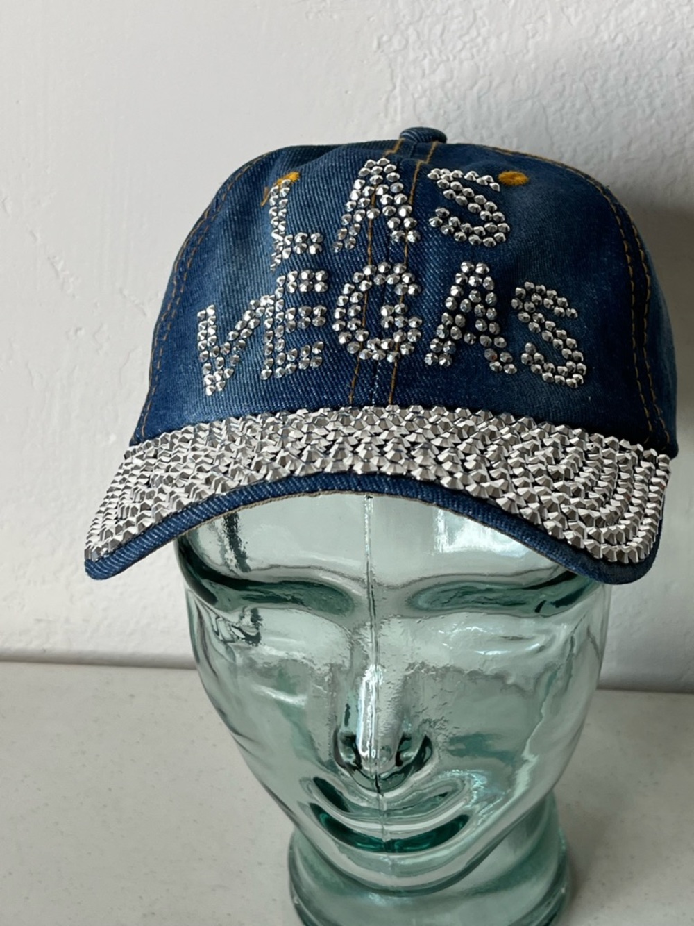 Rhinestone Embellished Blue 'Las Vegas' Accent Cap